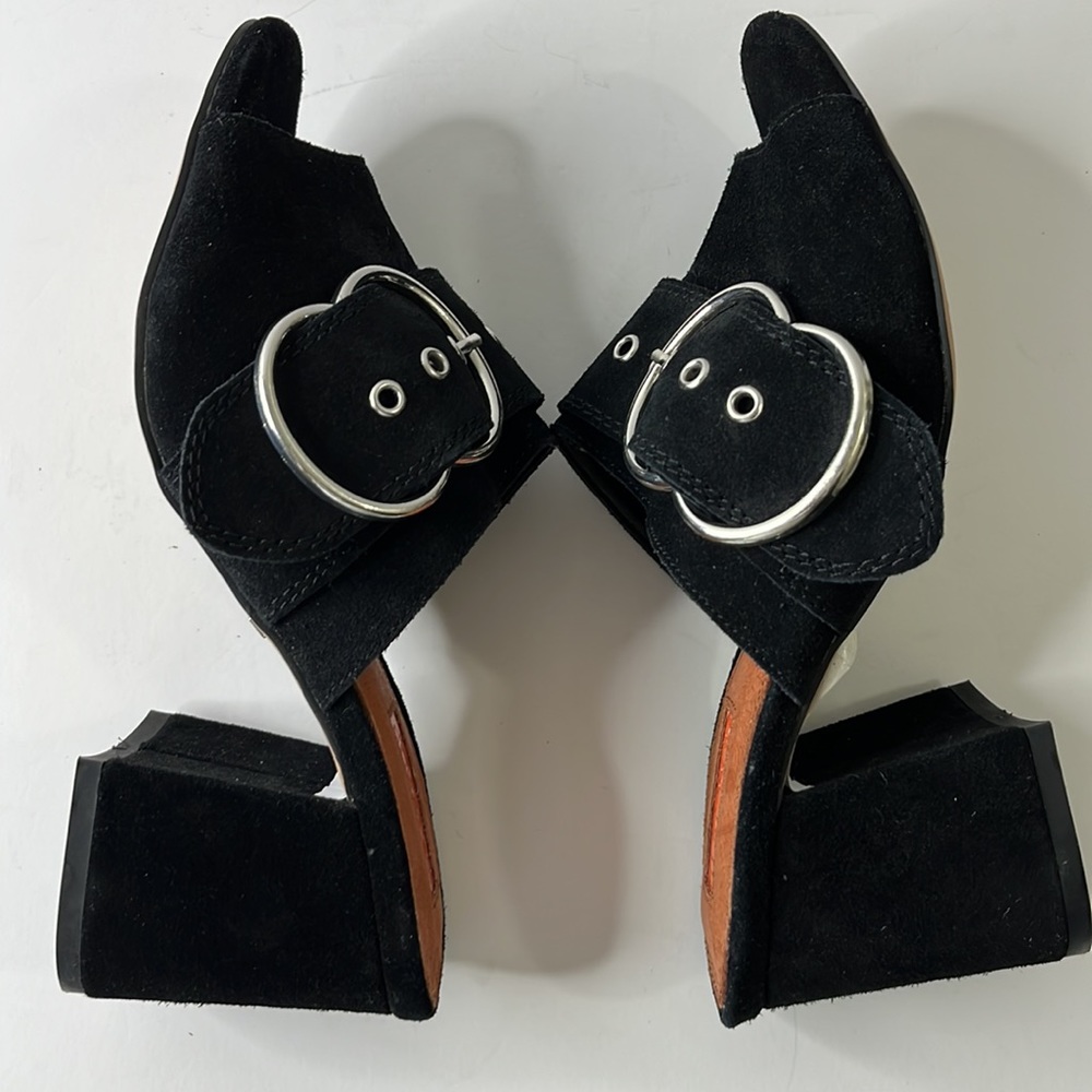 Topshop Black Suede Block Heel Sandals